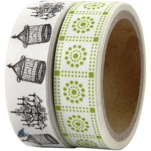 Tasiemki dekoracyjne Creativ Washi Klatki i Kwiatki, 15mm x 5m, 2szt